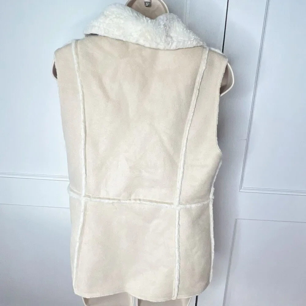 Workshop Republic Clothing Sleeveless Collared Faux Fur Faux Suede Vest Nwt XS - Picture 6 of 6